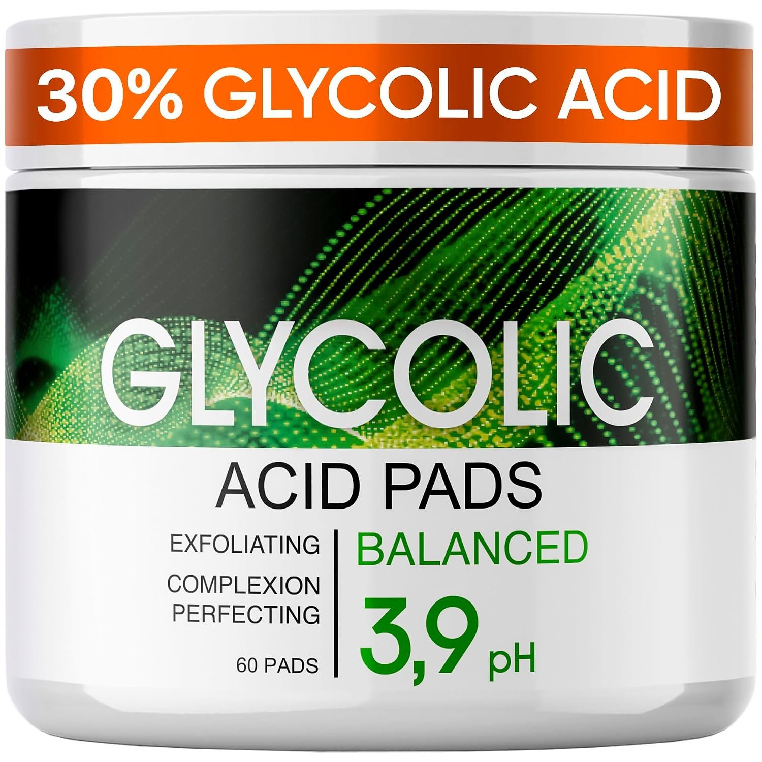 Glycolic Acid Resurfacing Pads – Facial Exfoliating Peel for Radiance, Pores, Dark Spots & Texture – Gentle AHA Toner Pads with Vitamin C, E, B5 for Women & Men – 60 Pre-Soaked Cotton Rounds