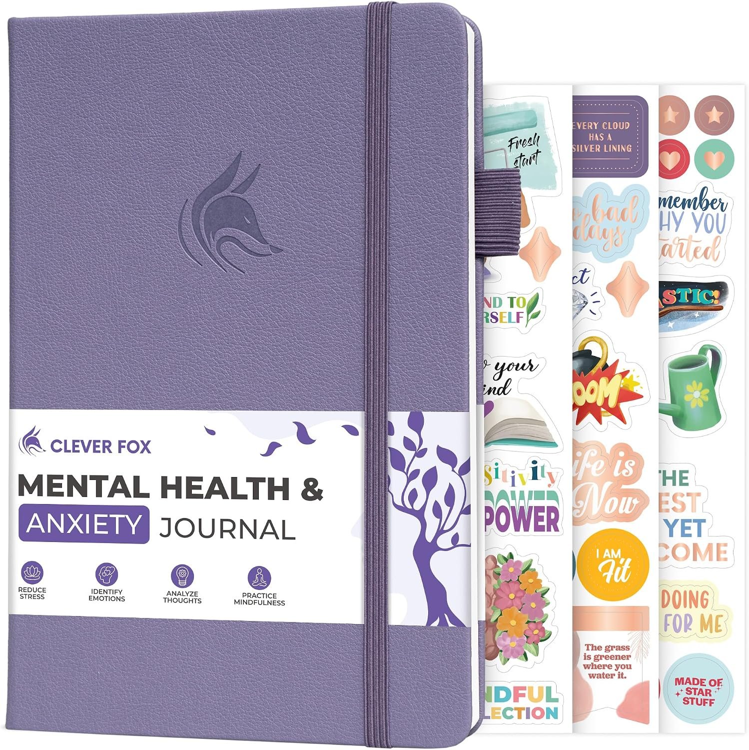 Clever Fox Mental Health & Anxiety Journal CBT Prompts 5.8×8.3 Lavender