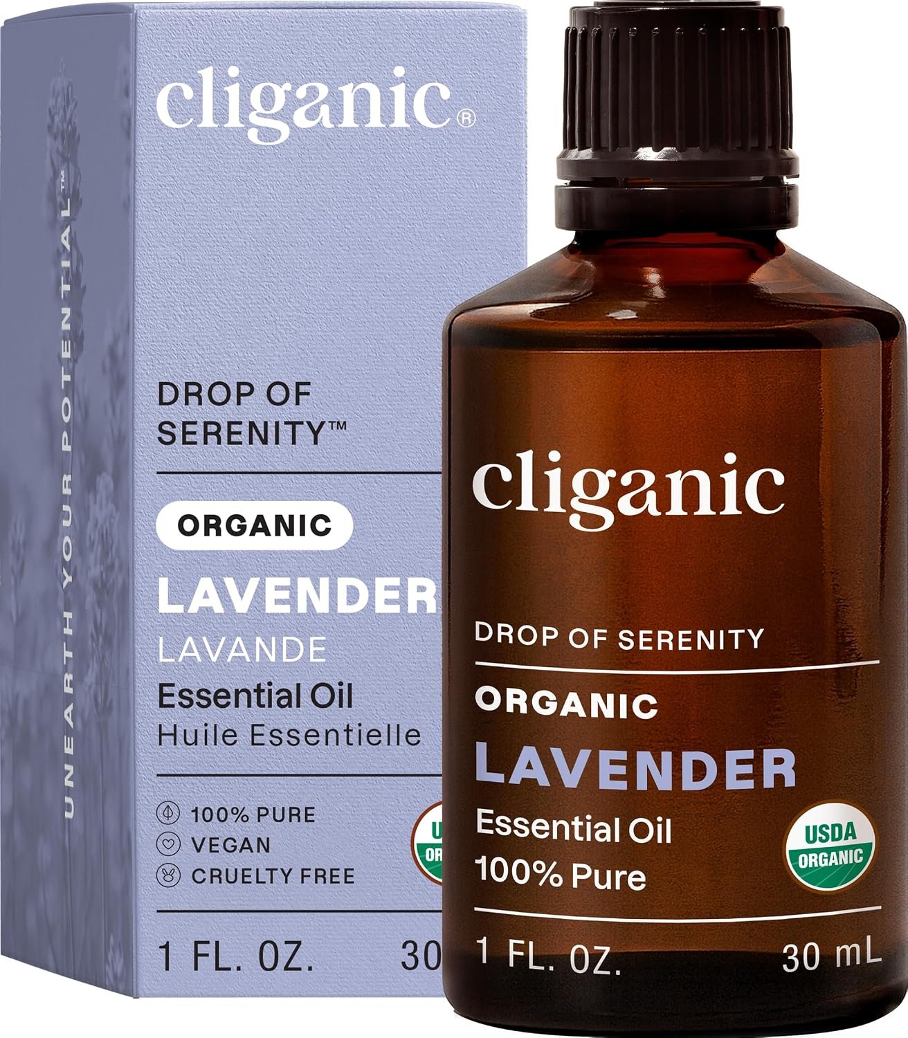Cliganic Organic Lavender Essential Oil for Diffuser, 100% Pure 1 Fl Oz