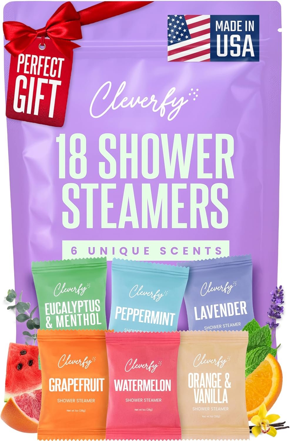 Cleverfy Shower Steamers Aromatherapy Gifts for Women and Men, 18 Tablets
