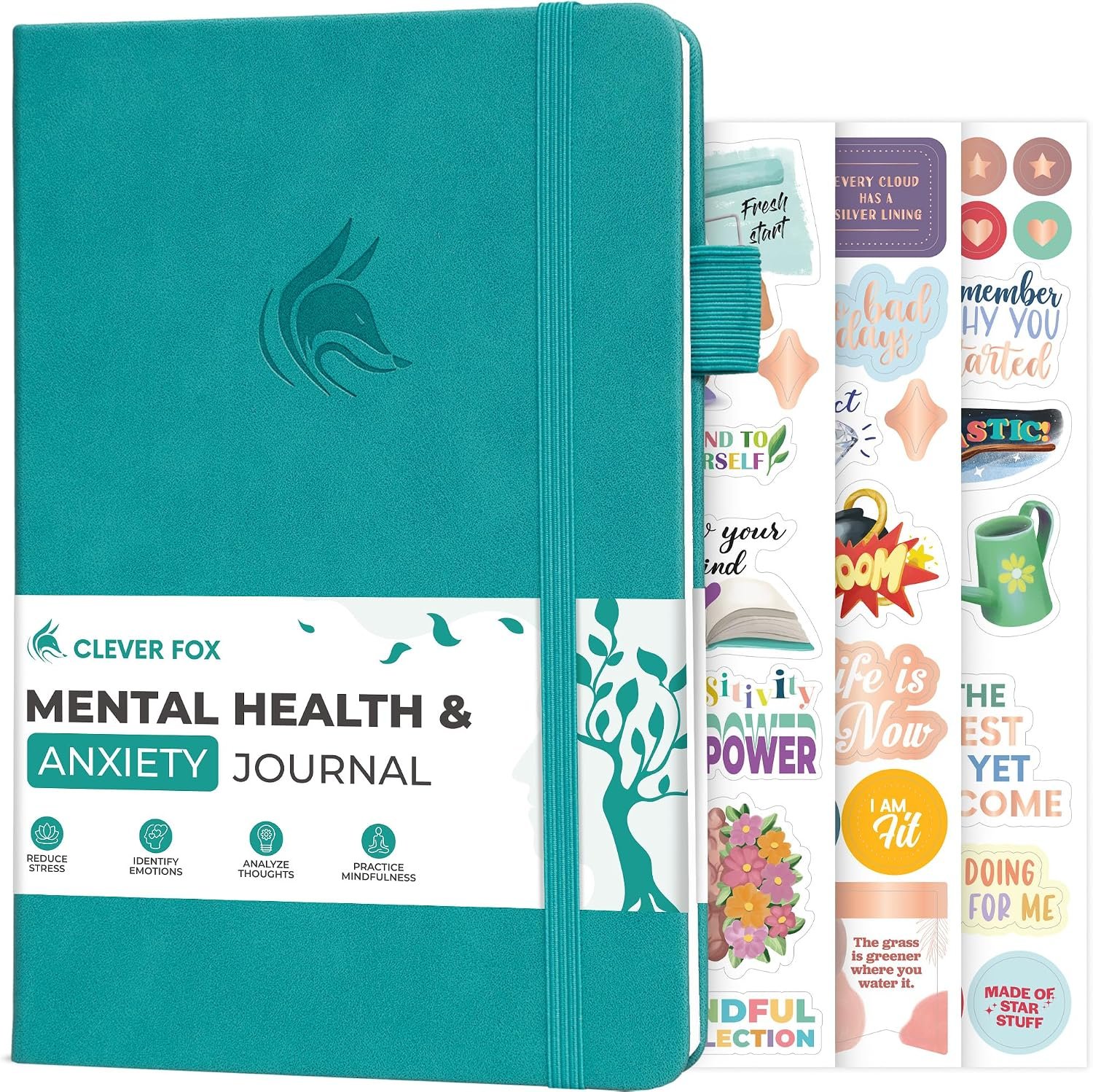Clever Fox Mental Health & Anxiety Journal CBT Prompts 5.8×8.3 Turquoise