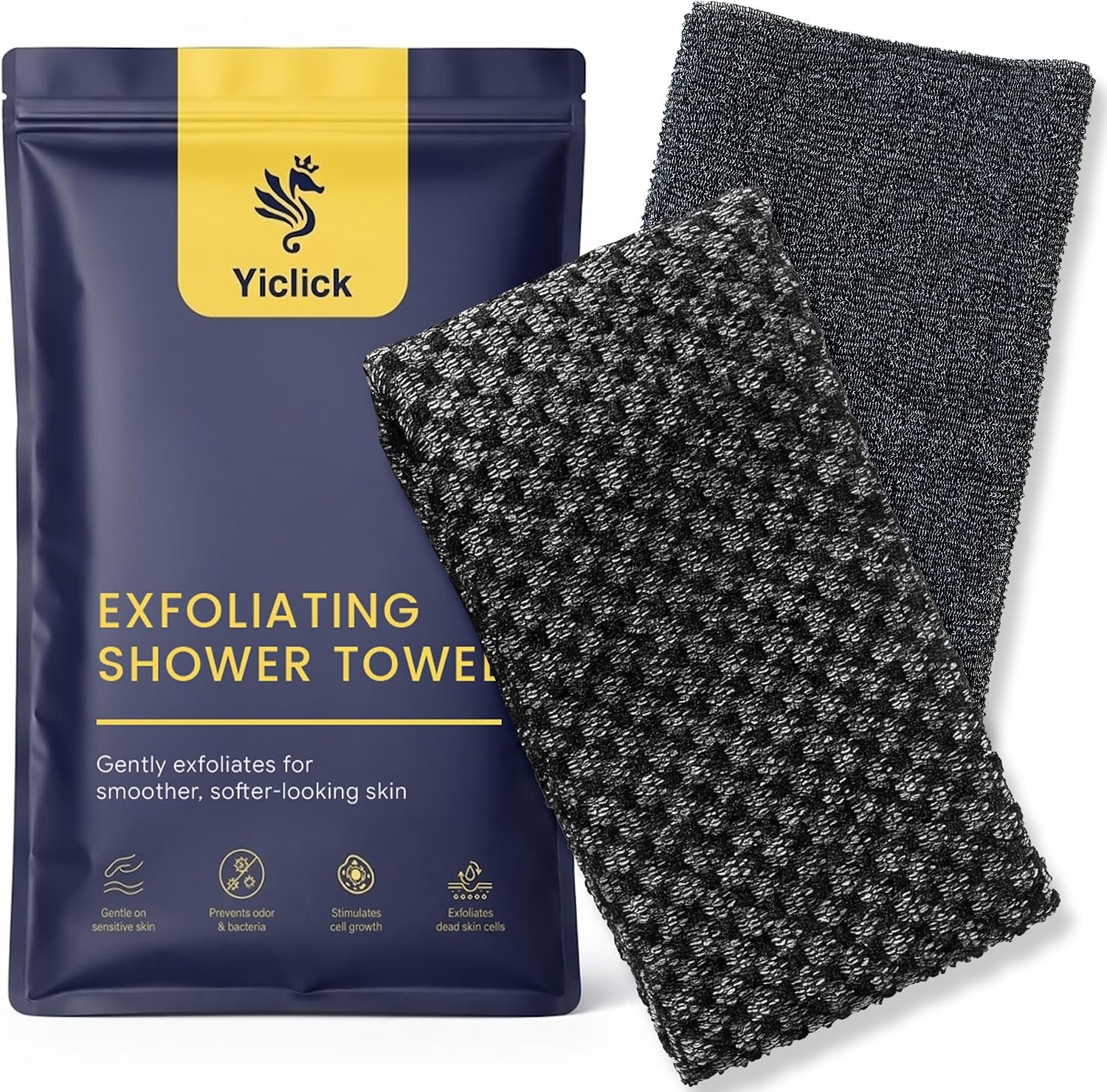 2 Pack Exfoliating Washcloth Towels – Exfoliating Body Scrubber Exfoliator, Back Scrubber for Use in Shower Bath, Japanese & Korean Scrub Wash Cloths, Loofah Lufa Sponge Washer for Women Men