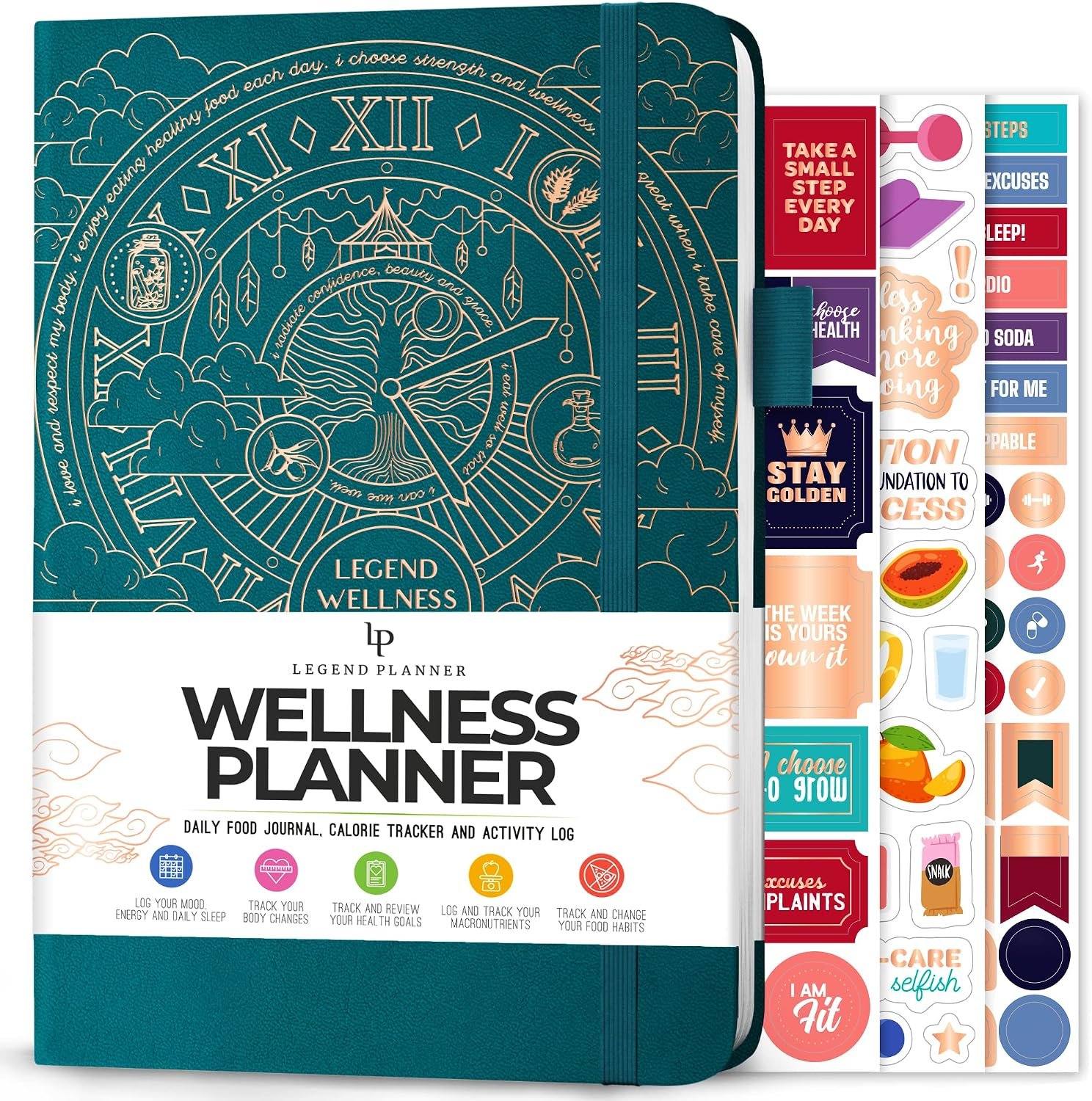 Legend Food Journal, Weight Loss & Meal Tracking Diary 5.8×8.3 Dark Teal