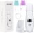 Face Scrubber Skin Spatula, 4-in-1 Blackhead Remover Tool with Charging Dock and LED Display, 3D Curved Pore Extractor for Facial Skincare (Purewhite)