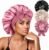 Yanideer 3 pcs Adjustable Satin Bonnets for Sleeping Double Layer Satin Lined Hair Bonnet with Tie Band for Women Curly Hair