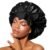 BONNET QUEEN Double Layer Silk Bonnet for Sleeping for Women Satin Lined Bonnet Night Cap for Curly Hair with Tie Band, Black