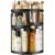 Makeup Organizer 360 rotating, Adjustable Skincare Organizers with Brush Holder, Cosmetics Display Cases for Vanity Bathroom Countertop Large Capacity Carousel Make up Caddy Shelf (Black)