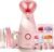 Pjordo Facial Steamer Spa Kit, 12 Skin Care Tools & 5 Jelly Mask Powder, Nano Ionic Steamer for Facial Deep Cleaning Unclog Pores Sinuses, Warm Mist Humidifier for Home SPA, Self Care Gifts for Women
