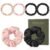 6PCS 100% Mulberry Silk Scrunchies Set, 2 Large and 4 Thin Silk Hair Ties for Women, No Damage Hair Accessories, Black Pink Champagne
