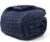 Hand-Knit Weighted Blanket for Adults, Christmas & Birthday Gifts for Women, Chunky Knit Blanket, Cooling, Breathable, Sustainable, Machine Washable, Organic Cotton, Blue, 48″*72″, 12lbs