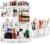 360 Rotating Makeup Organizer for Vanity + Makeup Brush Holder,Perfume Organizer with 6 DIY Adjustable Layer,Large Capacity Skincare Organizers,Lazy Susan Make up Organizer for Bedroom Dresser,Clear