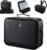 Faquenc Large Makeup Bag with LED Mirror,15”Cosmetic Train Case for Makeup Artists,Travel Makeup Organizer Case w Divider Rechargeable Vanity Mirror with 3 Color Lights for Barber,MUA,Nail Tech, Black
