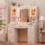CSZZD White Makeup Vanity Desk with LED Mirror & RGB Cabinets