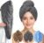 3 Pack Microfiber Hair Towel Wrap for Women, Hair Drying Towels with Button, Super Absorbent Quick Dry Hair Turban, Anti-Frizz Hair Wrap for Curly Thick Long Hair (Gray Khaki Misty Blue)