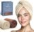 Microfiber Hair Towel Wrap for Women – Ultra Absorbent Quick Dry Turban | Button & Loop Design | Soft Lightweight Fabric | Reduces Frizz & Breakage | All Hair Types | Beige & Brown