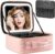 Extrei Gent Makeup Travel Train Case with Mirror LED Light 3 Adjustable Brightness Large Cosmetic Bag Portable Storage Adjustable Partition Waterproof Makeup Brushes Make up Jewelry Gift for Women