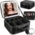 Travel Makeup Bag with Mirror of LED Lighted, Makeup Train Case with Adjustable Dividers, Makeup Case with Mirror and Detachable 10x Magnifying Mirror