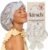 Kitsch XL Satin Bonnet for Sleeping – Pearlized Cream & Coastal Blue Print