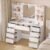 VASAGLE 43.3-Inch Vanity Desk with Mirror and Lights, 9 Drawers