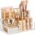 HBlife Makeup Organizer with Drawer – Cosmetic Storage for Vanity, Bathroom Countertop & Dresser, Skincare Organizer with Brush Holder, Beauty Display Case (Clear)