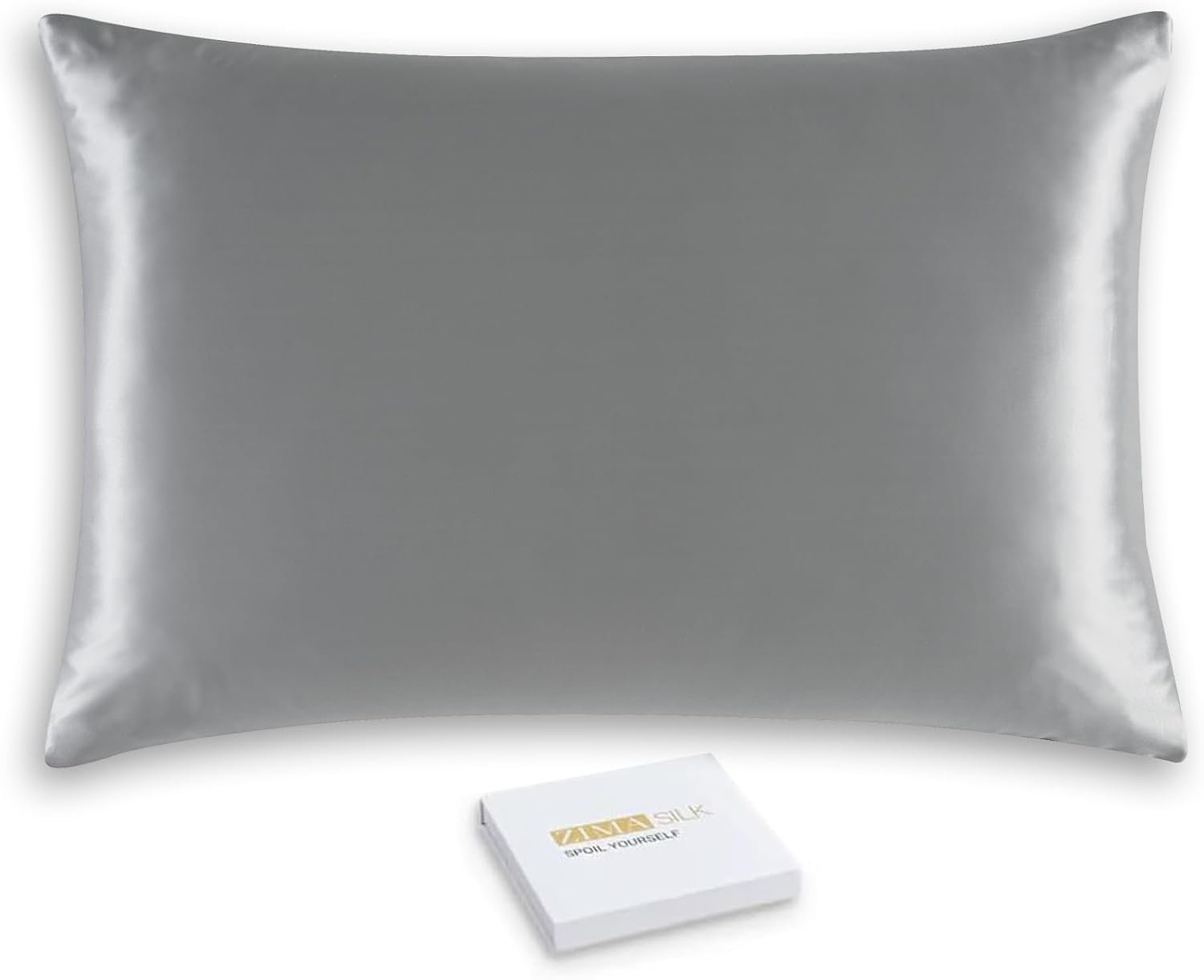 ZIMASILK 25 Momme 100% Pure Mulberry Silk Pillow Cases, Iron Gray, Queen