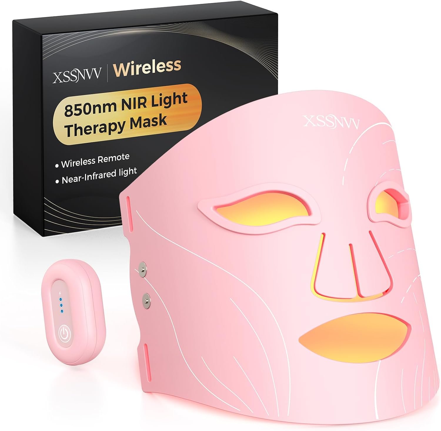 Red Light Therapy Mask, Wireless, 850nm NIR, Red/Blue Light