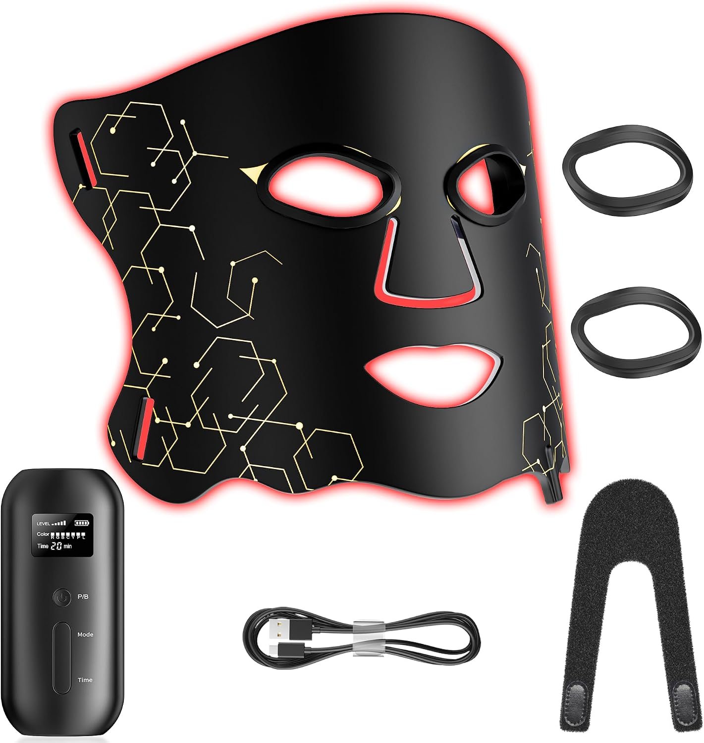 Red Light Therapy Mask, 7-in-1 Colors LED Face Mask Light Therapy with 850nm NIR, Portable LED Light Therapy Mask with Timing Function for Anti-Aging, Firming & Radiant Glow