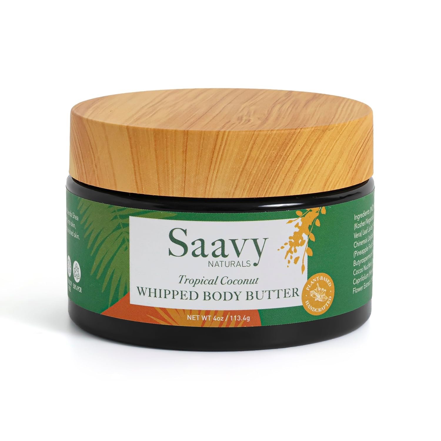 Saavy Naturals Whipped Body Butter – Made with Organic Shea Butter, Essential Body Care & Dry Skin Moisturizer for Women, Velvety Rich Cream Texture, Naturally Scented – Tropical Coconut, 4 oz