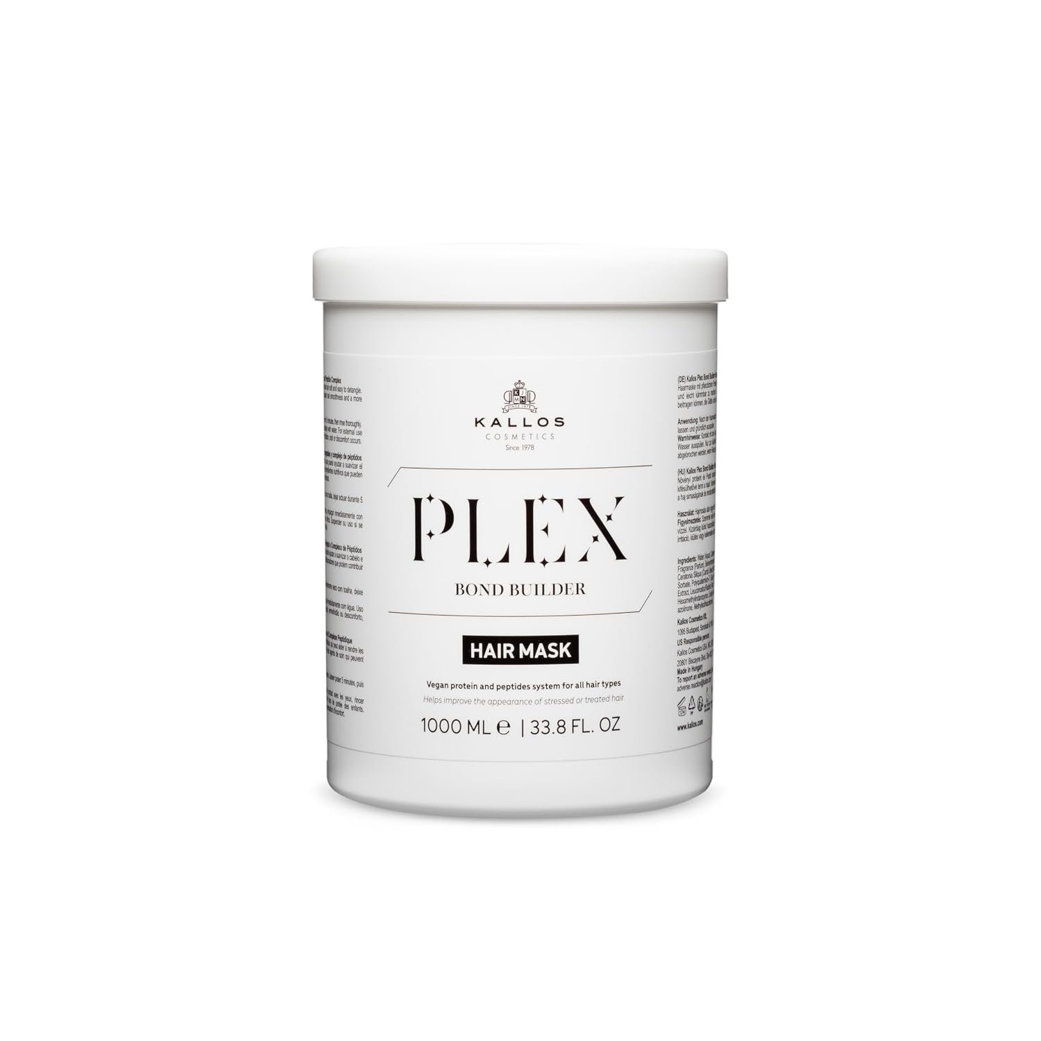Kallos Cosmetics Plex Bond Builder Hair Mask, Repairing 33.38 fl oz