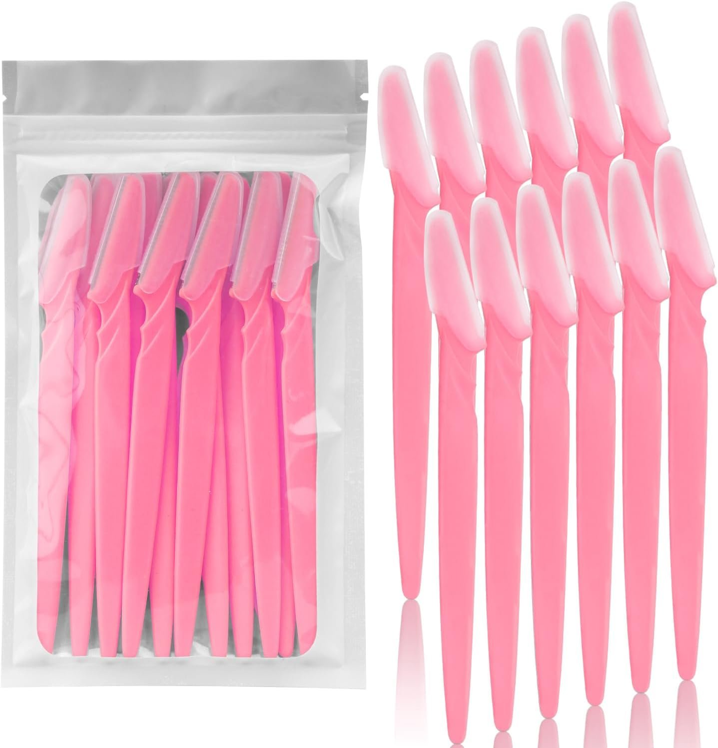12 PCS Pink, Beauty Eyebrow Trimmer Stainless Steel Beauty Tools for Women Men