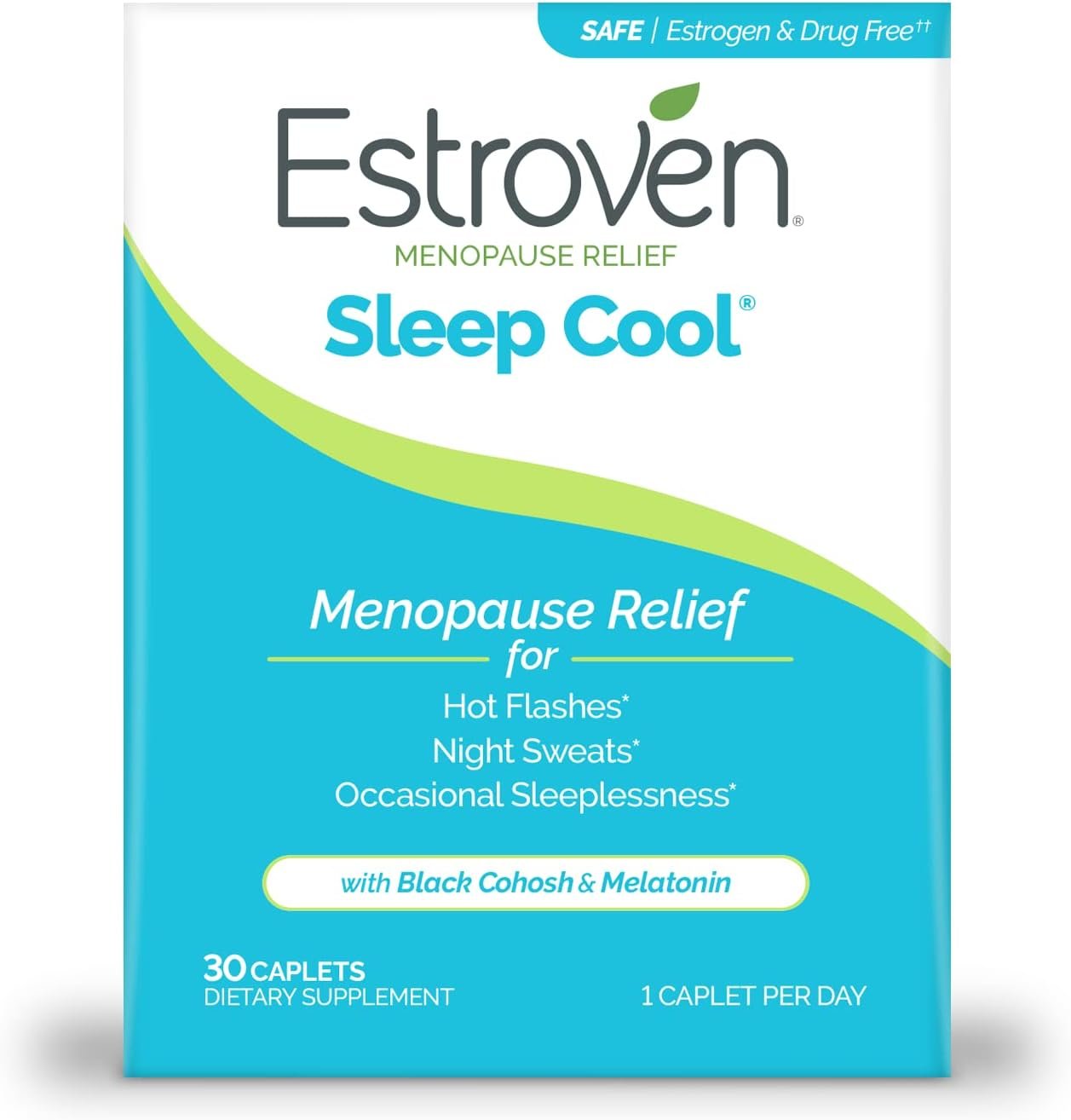 Estroven Sleep Cool for Hot Flash & Night Sweats Menopause Relief, 30 Count