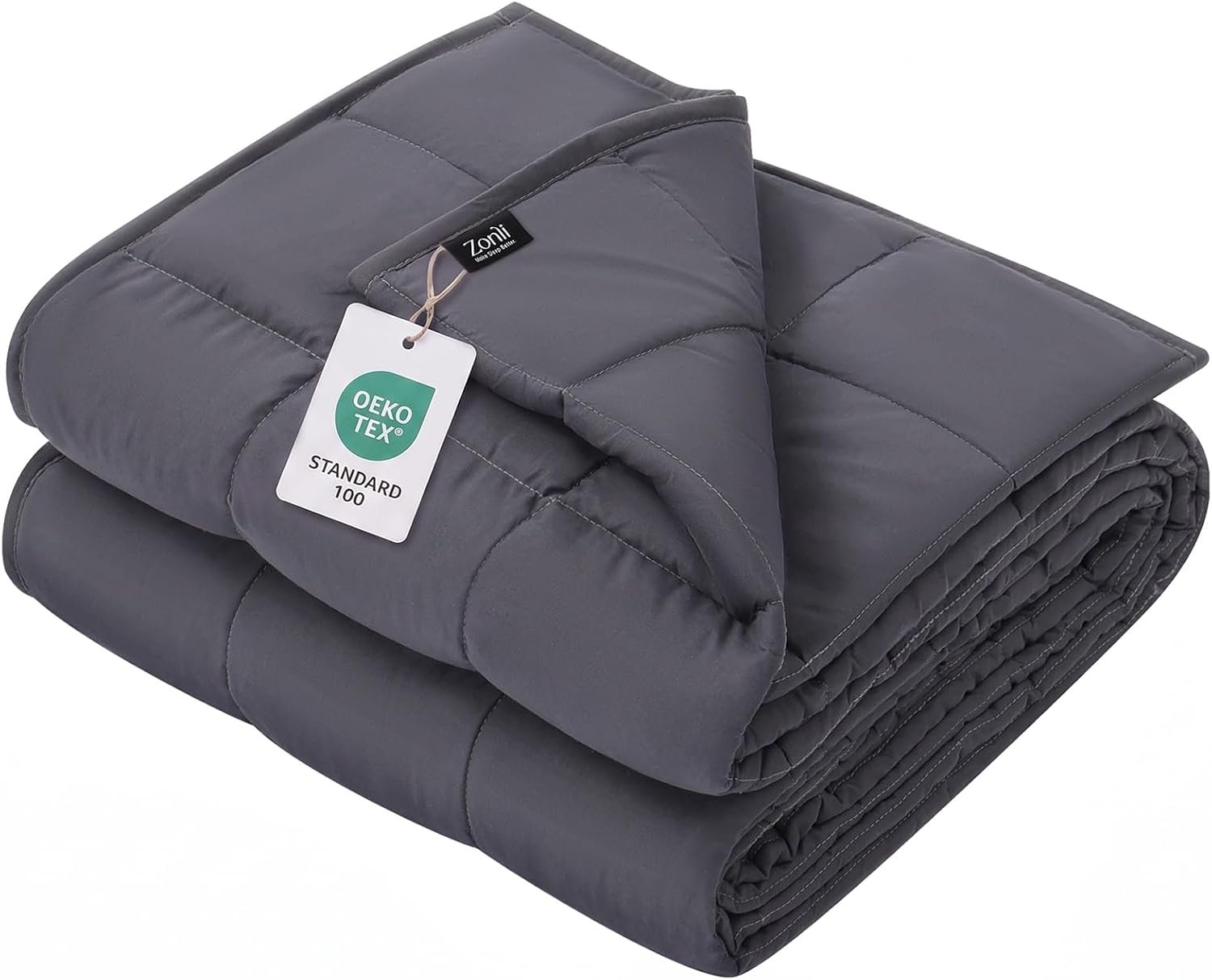ZonLi Weighted Blanket for Adults (80″x87″, 25lbs, Dark Grey)