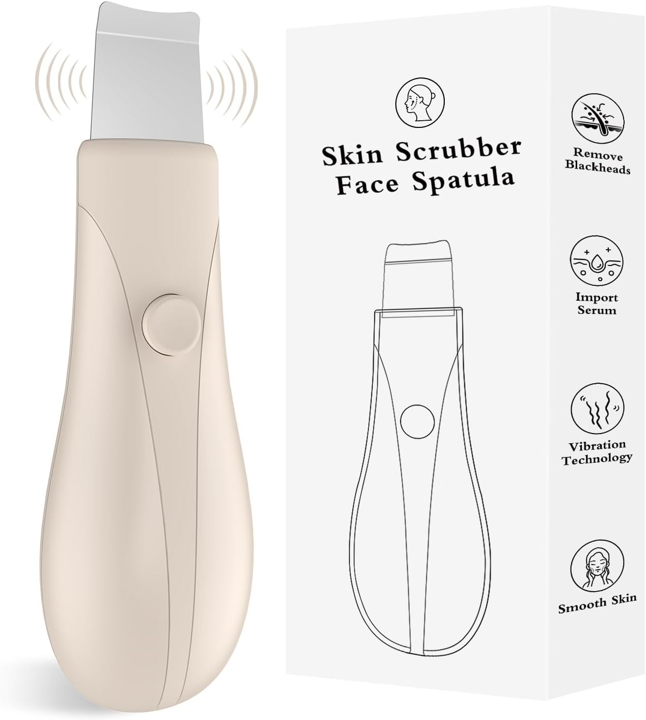 Skin Scrubber Face Spatula Skin Spatula Pore Cleaner Blackhead Remover Tools for Facial Deep Cleansing Skin Care Tool for Men and Women (Beige)
