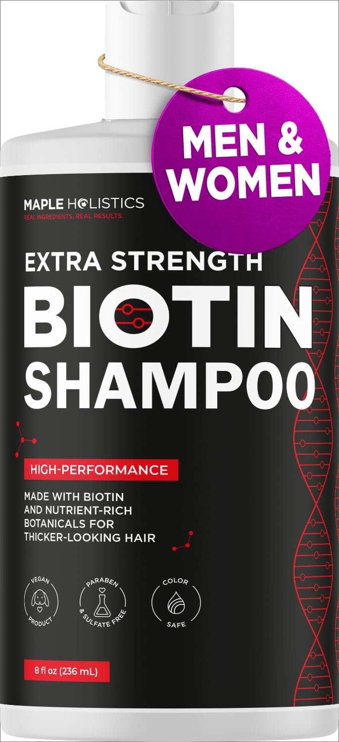 Ultra Biotin Shampoo for Thinning Hair – Extra Strength Volumizing Shampoo for Men and Women with B Vitamins and Rosemary Essential Oil – Sulfate Free Shampoo Biotin Formula for Hair and Scalp Care