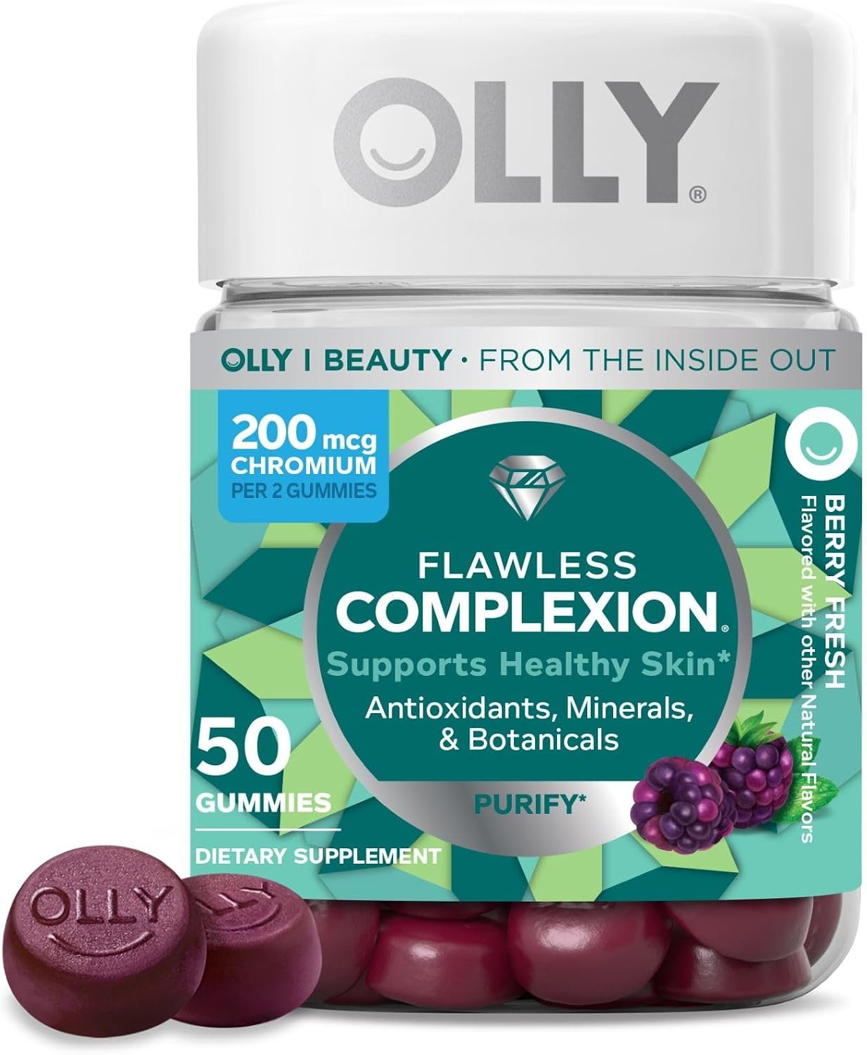 OLLY Flawless Complexion Healthy Skin Support, 300 mcg Vitamin A – 50 Count