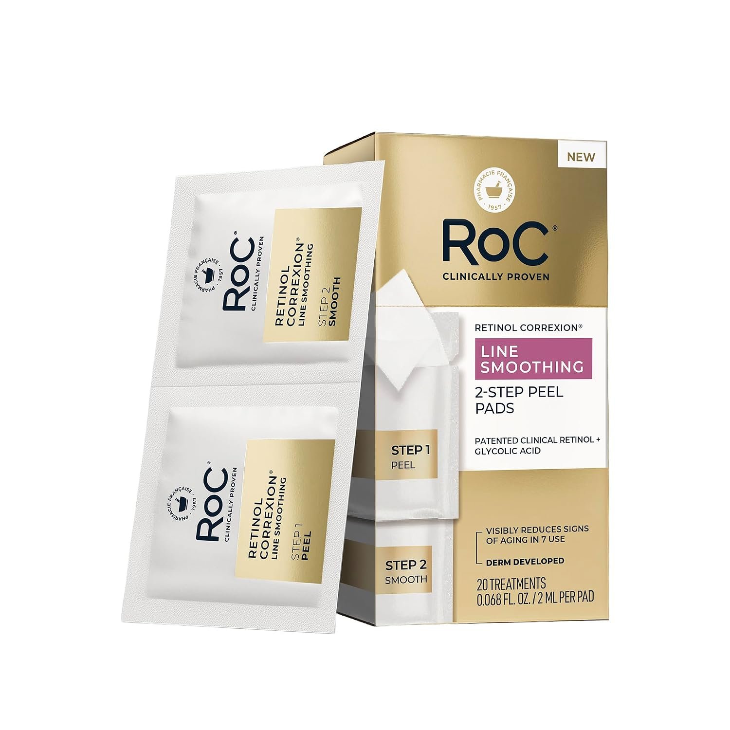 RoC Retinol Correxion Line Smoothing 2-Step Peel Pads – 20 Treatments