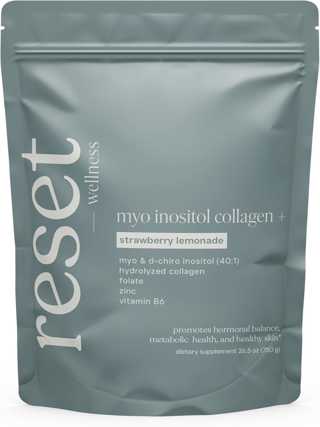 MYO INOSITOL Collagen+ Myo-Inositol & D-Chiro Inositol (40:1), Hydrolyzed Collagen, Folate, Zinc & Vitamin B6 Hormonal Balance, Fertility, Skin & Hair Support Strawberry Lemonade 750 g