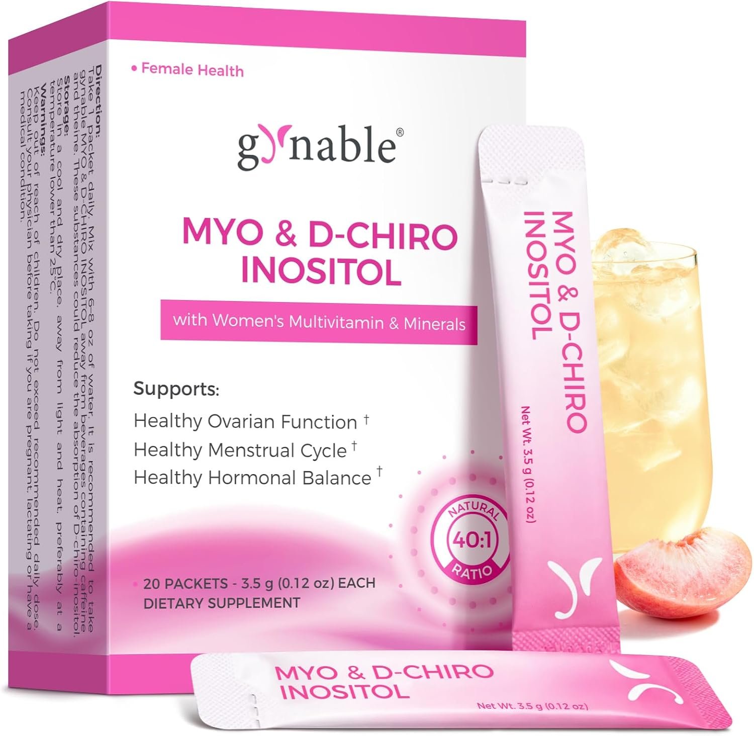 Gynable Myo-Inositol & D-Chiro Inositol Supplement for Women 40:1 Powder