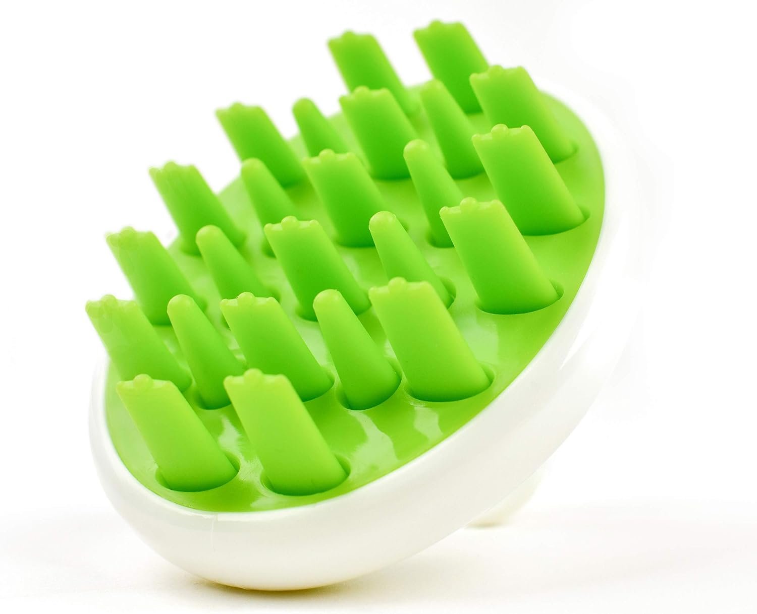 Zyllion Hair Shampoo Brush and Scalp Massager Care for Dandruff Removal, Scrubber, Hair Growth and Exfoliator with Flat and Pointed Soft Silicone Bristles for Women and Men – Green (ZMA-12-GR)