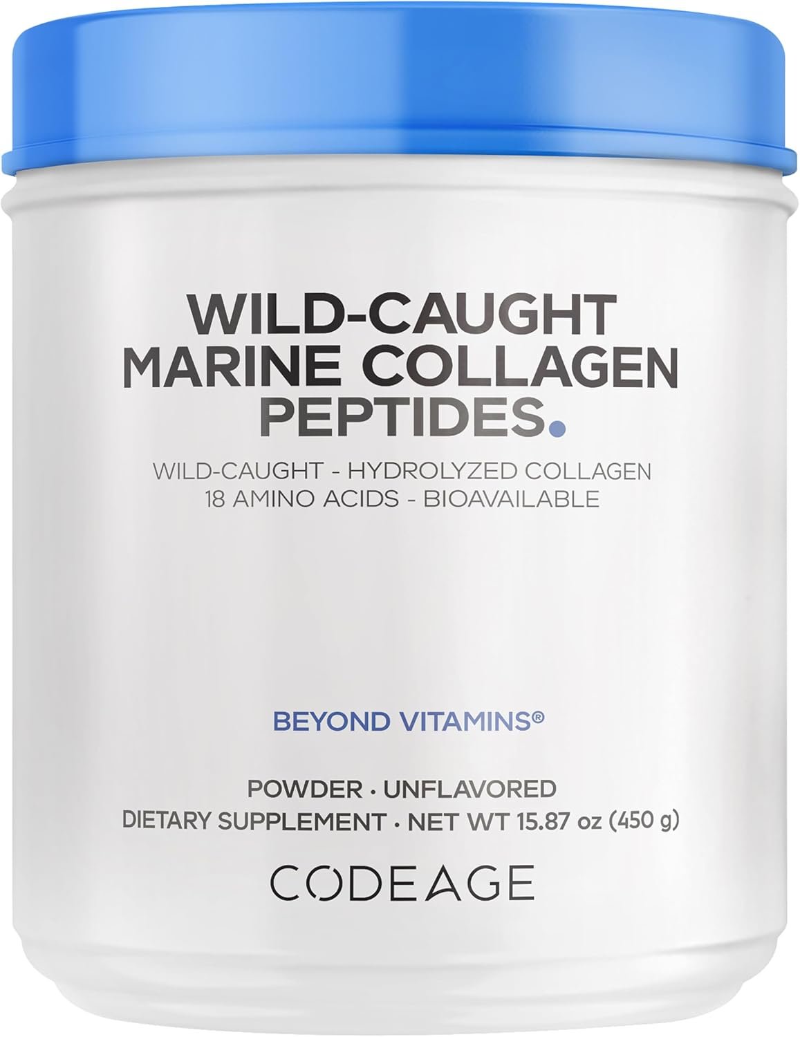 Codeage Marine Collagen Powder – Wild-Caught Hydrolyzed Fish Collagen Peptides – Type 1 & 3 Collagen Protein Supplement – Amino Acids for Skin, Hair, Nails – Paleo Friendly, Non-GMO, 15.87 Ounces