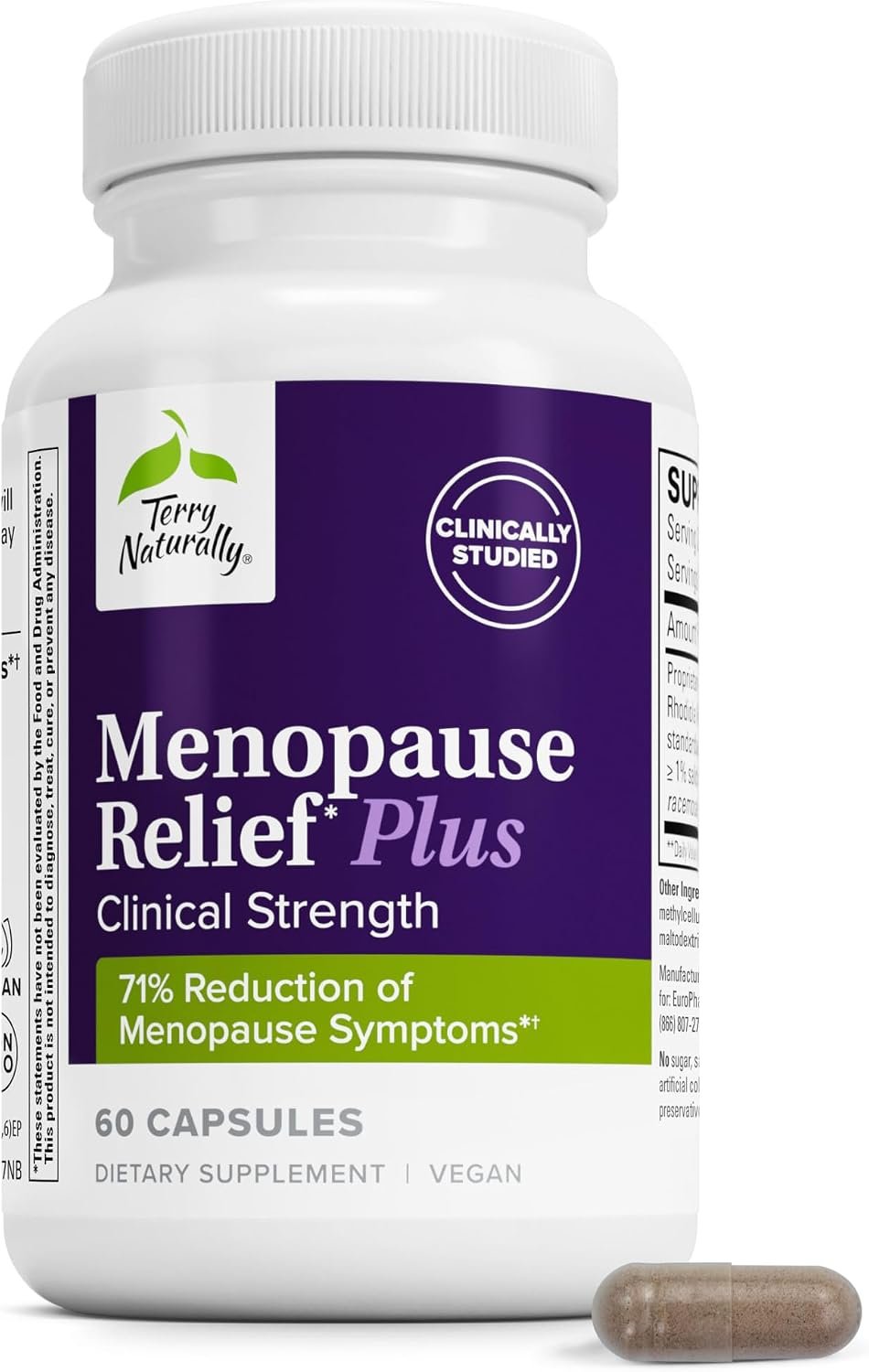 Terry Naturally Menopause Relief Plus – Hot Flash & Mood Support – 60 Count