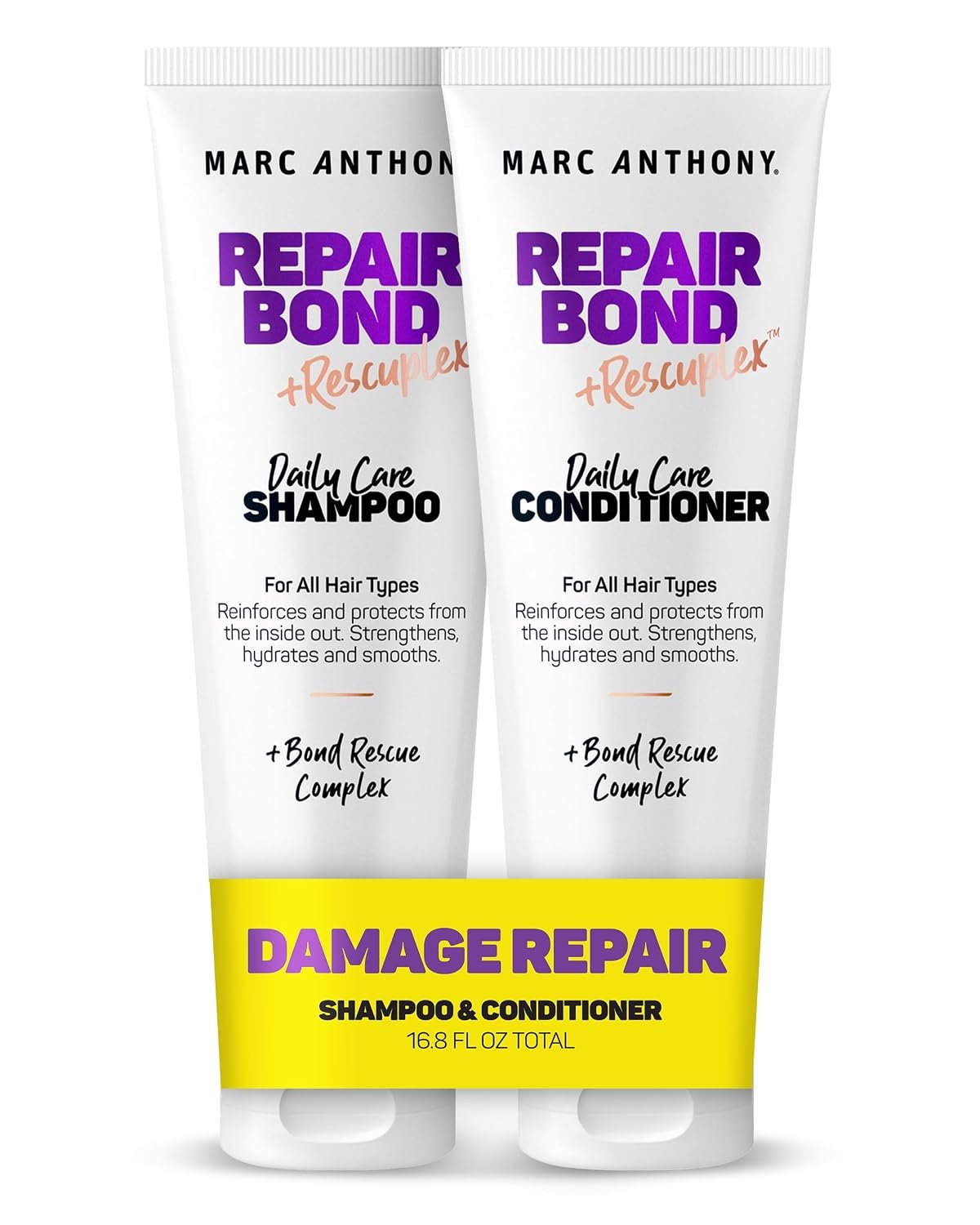 Marc Anthony Repairing Shampoo & Conditioner Set – Rescuplex Bond Repair, Strengthens Hair, Eliminates Frizz & Flyaways, Revives Dry & Damaged Hair