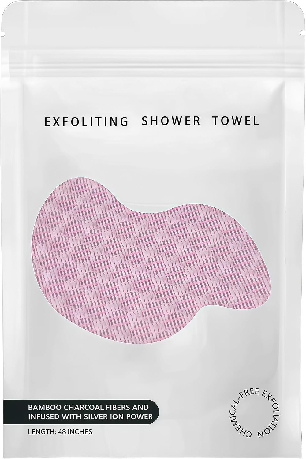 Exfoliating Shower Towel 48″,Premium Scrub Wash Cloth for Body Face, Exfoliating Washcloth for Men and Woman(Pink)