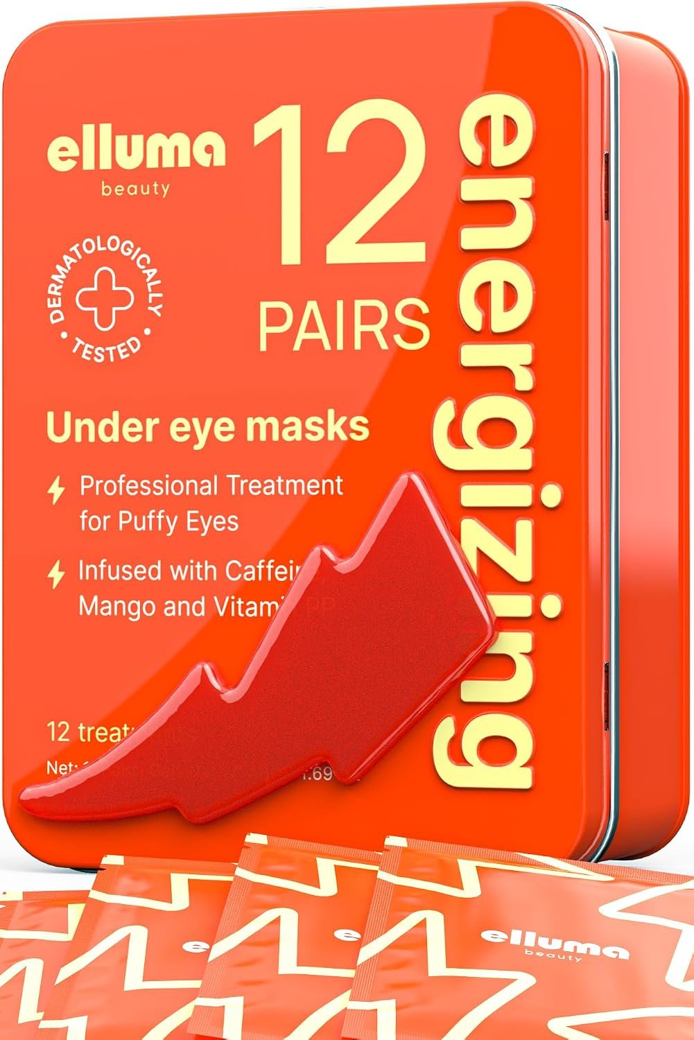Under Eye Patches 12 Pairs of Themed Hydrogel Eye Gel Pads – For Puffy Eyes and Dark Circles, Under Eye Bags, Wrinkles – Energizing Set with Caffeine
