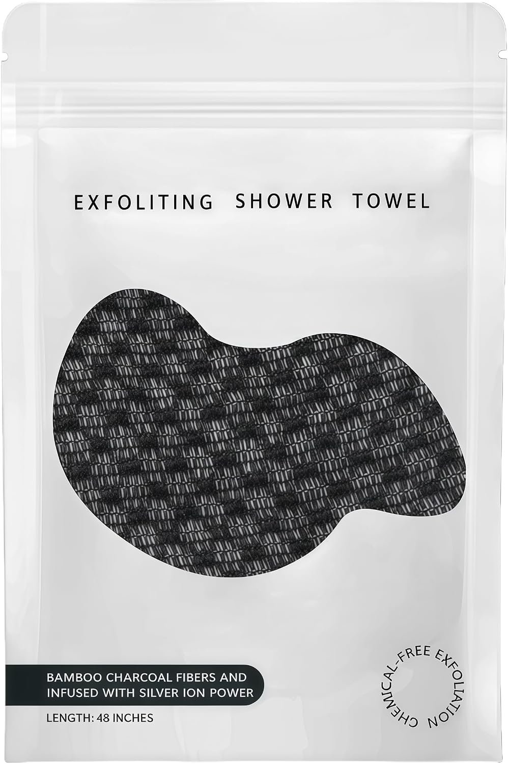 Exfoliating Shower Towel 48″,Premium Scrub Wash Cloth for Body Face, Exfoliating Washcloth for Men and Woman (Black1)