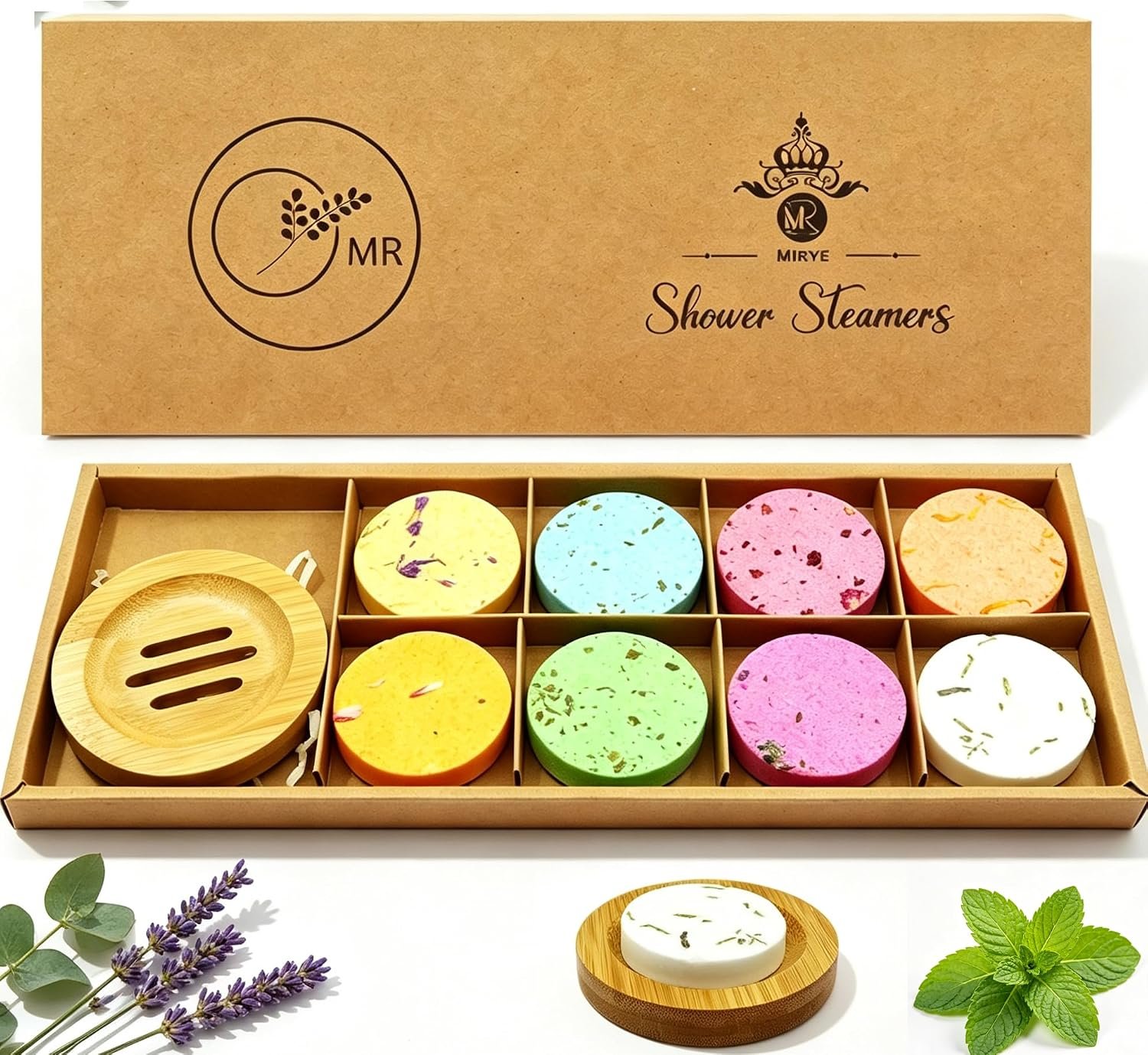 Shower Steamers Aromatherapy with Shower Steamer Tray – 8 Pcs Travel Essentials, Birthday Gifts for Women, Hotel Shower Spa Holidays, Natural Essential Oils Home Spa Self Care Stress Relief Relaxation