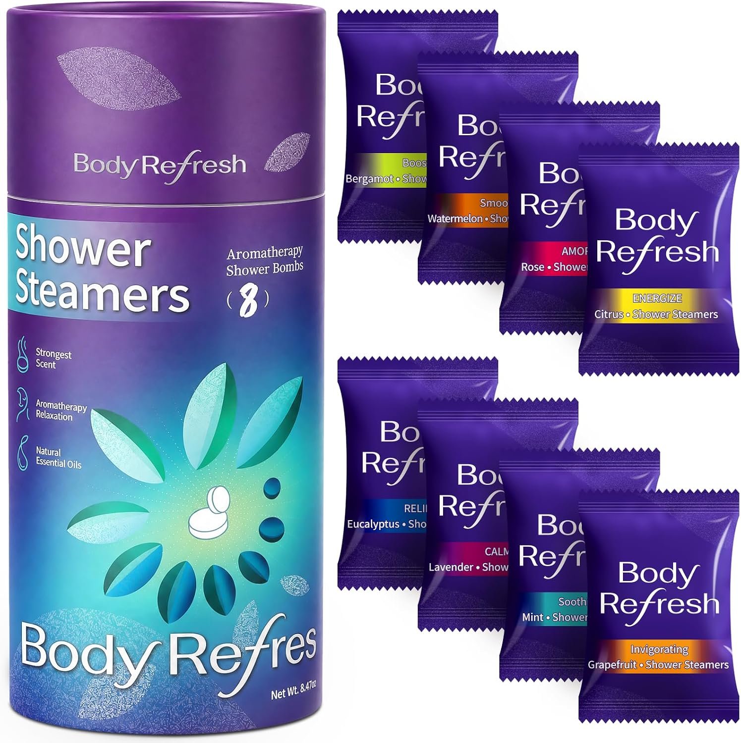 Shower Steamers Aromatherapy 8 Pack – Shower Bombs with Natural Essential Oils, Gifts for Women Mom Wife Men, Birthday Gifts for Women,Self Care, Relaxation, Home Spa, Travel Essentials